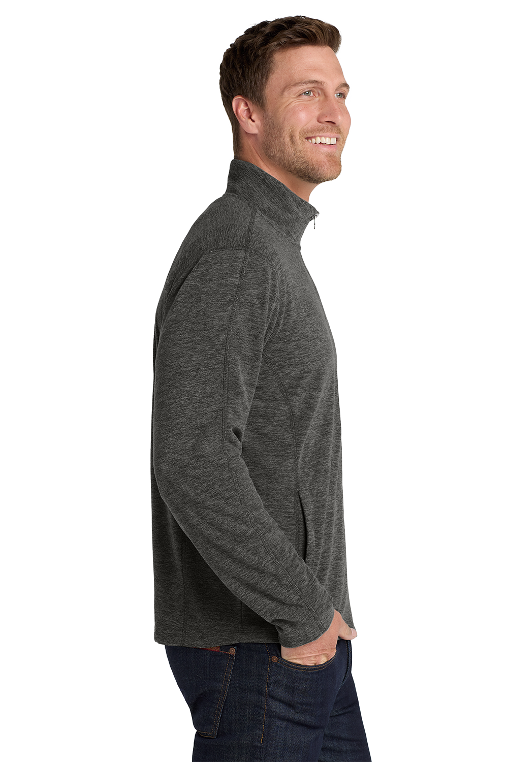 Port Authority® Heather Microfleece Full-Zip Jacket