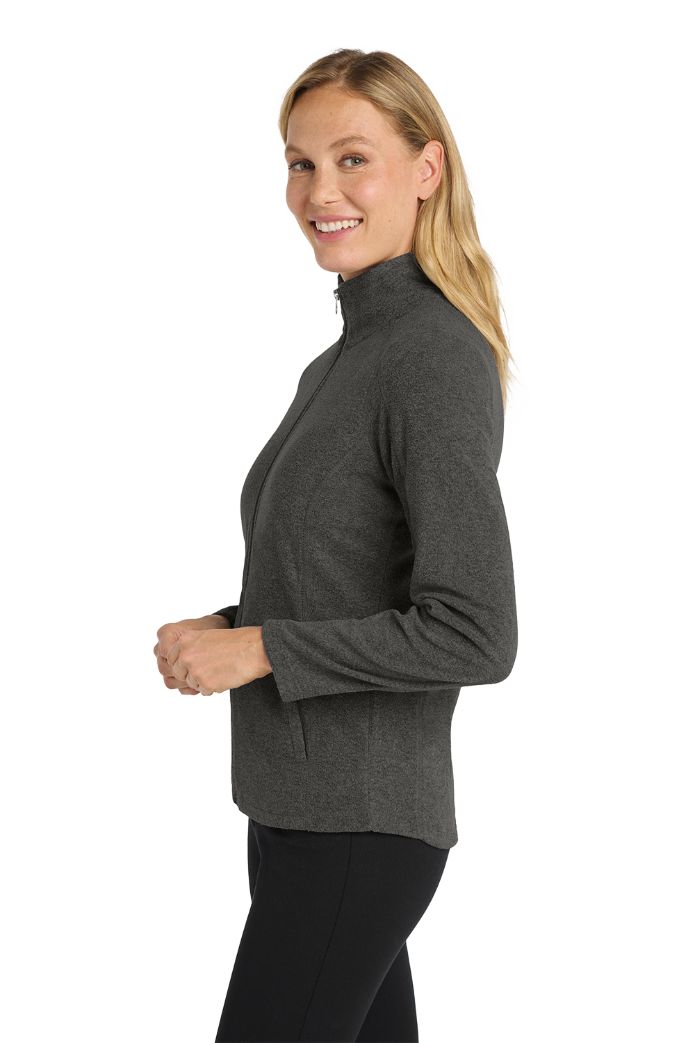 Port Authority® Women's Heather Microfleece Full-Zip Jacket